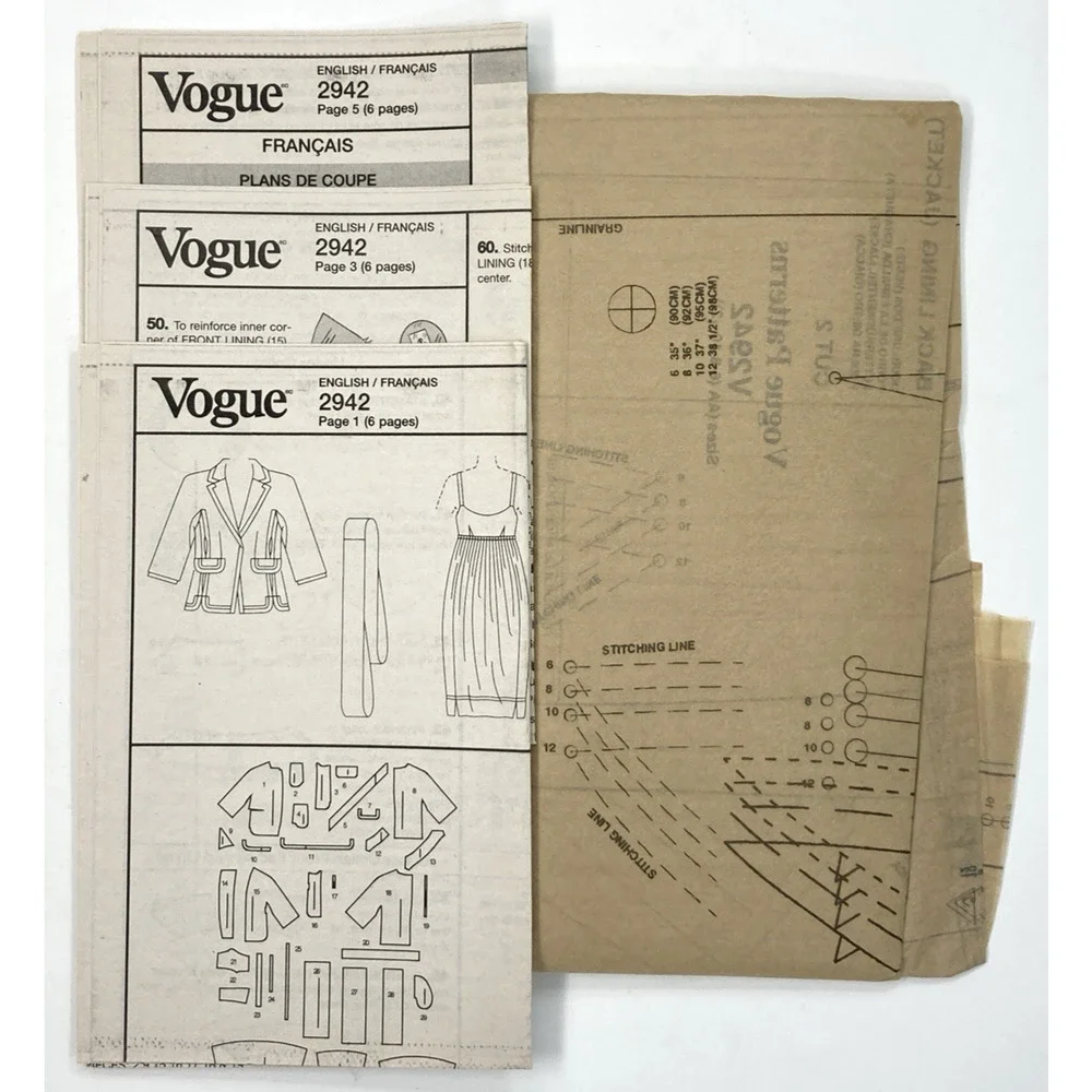 Vogue V2942 Donna Karan Pattern Empire-Waist Party Dress Jacket Size 6-12 Uncut